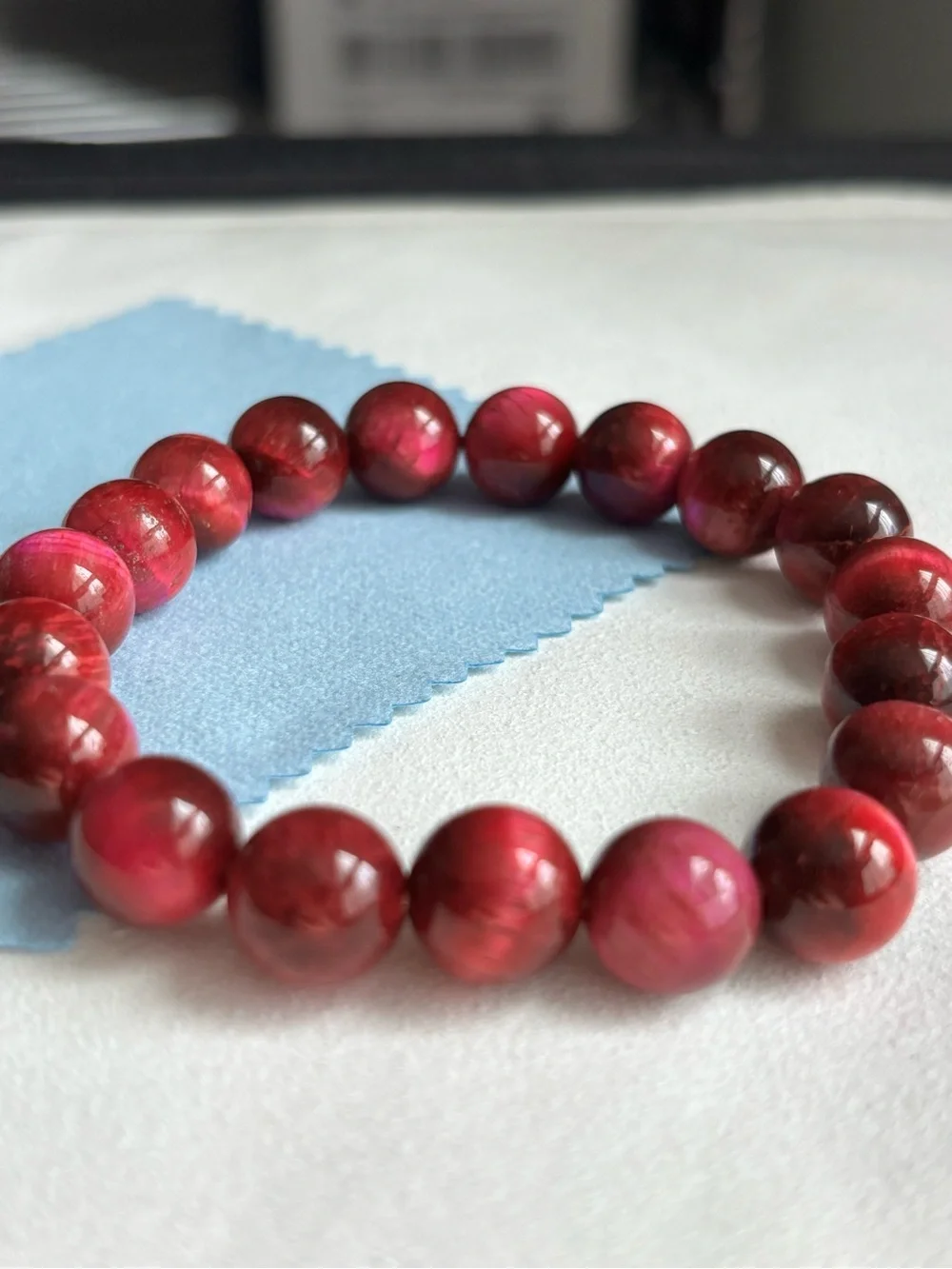 10mm Pink Tiger Eye Beaded Stretch Bracelet - Women Jewelry